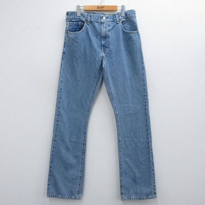 W34★古着 ジーンズ Levis リーバイス 517 メンズ コットン 薄紺 ネイビー デニム 25mar13 中古 ボトムス ジーパン Gパン ロング パンツ