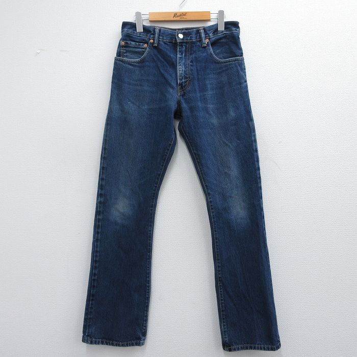 W31★古着 ジーンズ Levis リーバイス 517 メンズ ヒゲ コットン 紺 ネイビー デニム 25mar13 中古 ボトムス ジーパン Gパン ロング パンツ
