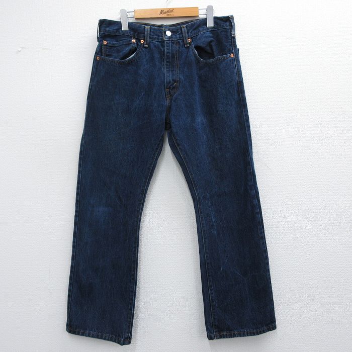 W34★古着 ジーンズ Levis リーバイス 517 メンズ 紺 ネイビー デニム 25mar13 中古 ボトムス ジーパン Gパン ロング パンツ