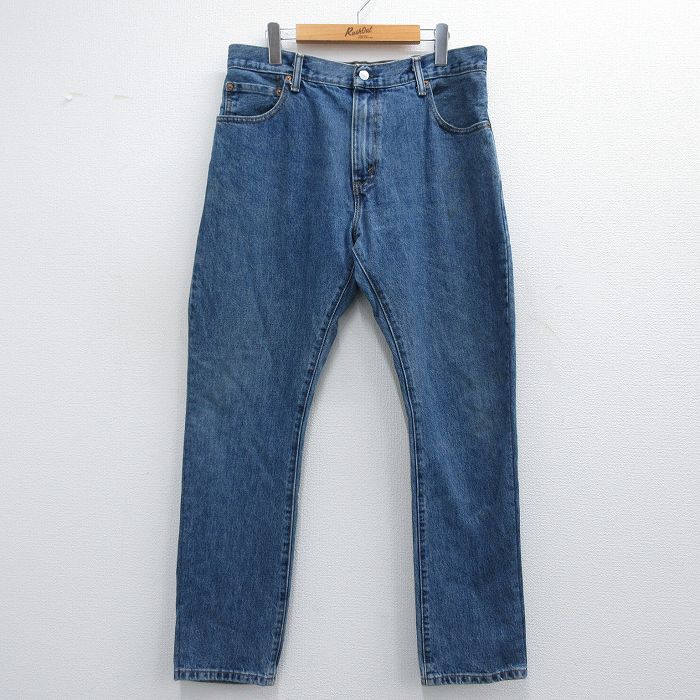 W34★古着 ジーンズ Levis リーバイス 517 メンズ ブーツカット ヒゲ 紺 ネイビー デニム 25may09 中古 ボトムス ジーパン Gパン ロング パンツ