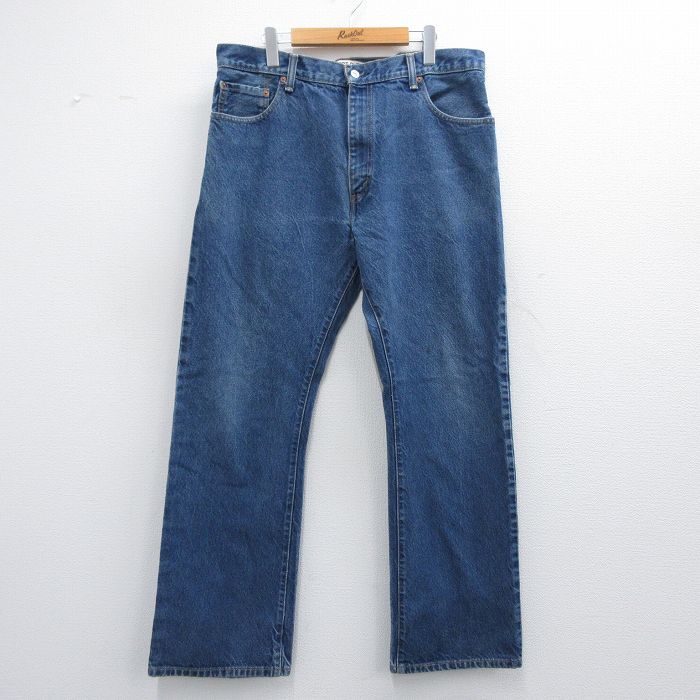 W38★古着 ジーンズ Levis リーバイス 517 メンズ ブーツカット ヒゲ コットン 紺 ネイビー デニム 25may09 中古 ボトムス ジーパン Gパン ロング パンツ