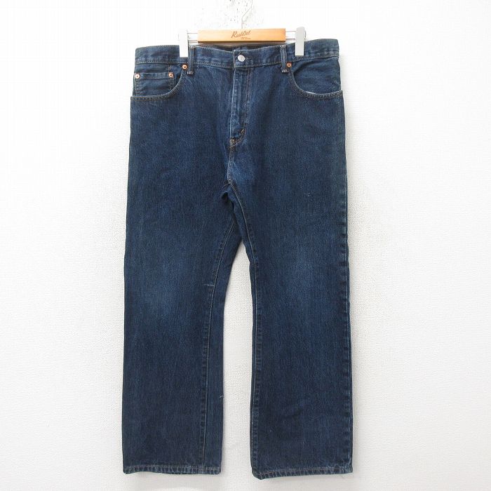 W38★古着 ジーンズ Levis リーバイス 517 メンズ ブーツカット コットン 紺 ネイビー デニム 25jun20 中古 ボトムス ジーパン Gパン ロング パンツ