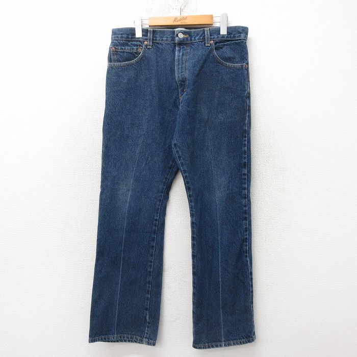W34★古着 ジーンズ Levis リーバイス 517 メンズ ブーツカット コットン 紺 ネイビー デニム 25jun20 中古 ボトムス ジーパン Gパン ロング パンツ