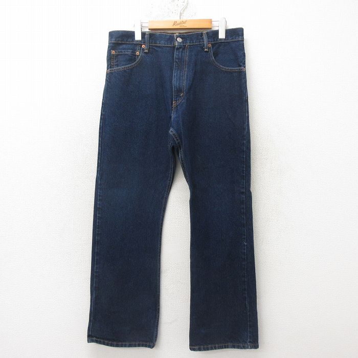 W35★古着 ジーンズ Levis リーバイス 517 メンズ ブーツカット コットン 紺 ネイビー デニム 25jun20 中古 ボトムス ジーパン Gパン ロング パンツ