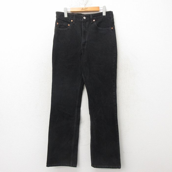 W33★古着 ジーンズ Levis リーバイス 517 メンズ 90年代 90s ブーツカット コットン USA製 黒 ブラック デニム 【spe】 25jun20 中古 ボトムス ジーパン Gパン ロング パンツ