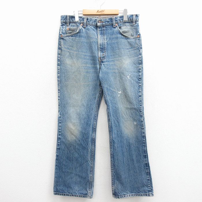 W35★古着 ジーンズ Levis リーバイス 517 メンズ 90年代 90s ブーツカット ヒゲ コットン USA製 紺 デニム【spe】 25dec10