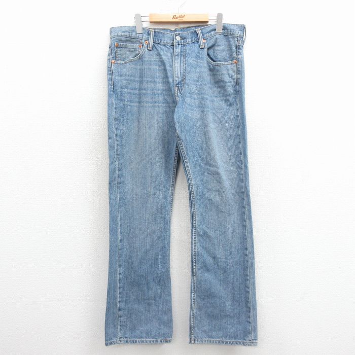 W37★古着 ジーンズ Levis リーバイス 527 メンズ ブーツカット ヒゲ コットン 紺 デニム 25dec10