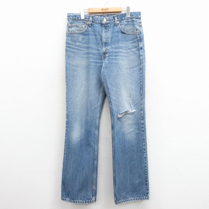 W35★古着 ジーンズ Levis リーバイス 517 メンズ 00年代 00s ブーツカット ヒゲ コットン 紺 デニム【spe】 25dec10