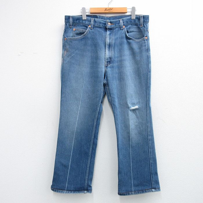 W38★古着 ジーンズ Levis リーバイス 517 メンズ 00年代 00s フレア ブーツカット ヒゲ 紺 デニム【spe】 26may11