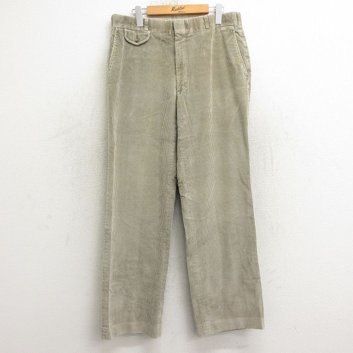 W35★古着 ランズエンド コーデュロイ パンツ メンズ 90年代 90s 太畝 USA製 ベージュ系 カーキ 【spe】 24nov28 中古 ボトムス ロング