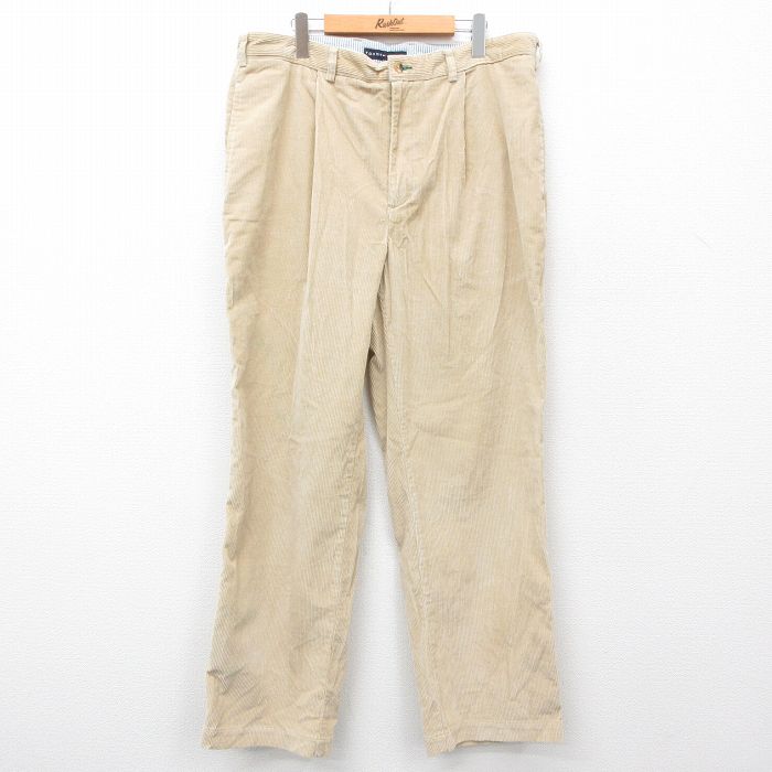 W38★古着 トミーヒルフィガー TOMMY HILFIGER ブランド コーデュロイ パンツ メンズ 太畝 ベージュ カーキ 25jan30 中古 ボトムス ロング