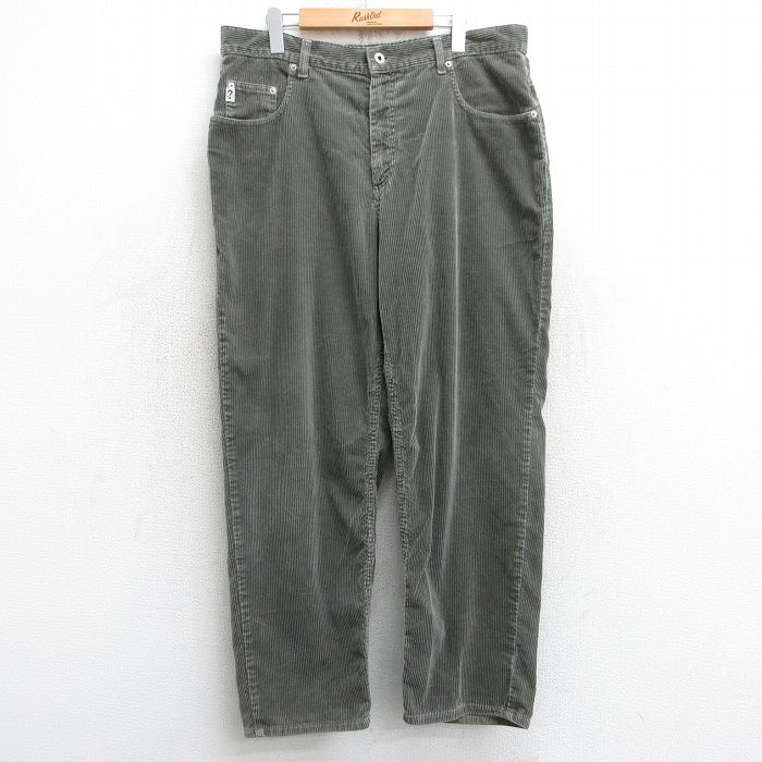 W38★古着 ゲス GUESS ブランド コーデュロイ パンツ メンズ 太畝 USA製 グレー系 25feb15 中古 ボトムス ロング