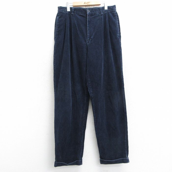 W34★古着 ギャップ GAP コーデュロイ パンツ メンズ 00年代 00s 太畝 紺 ネイビー 25feb15 中古 ボトムス ロング