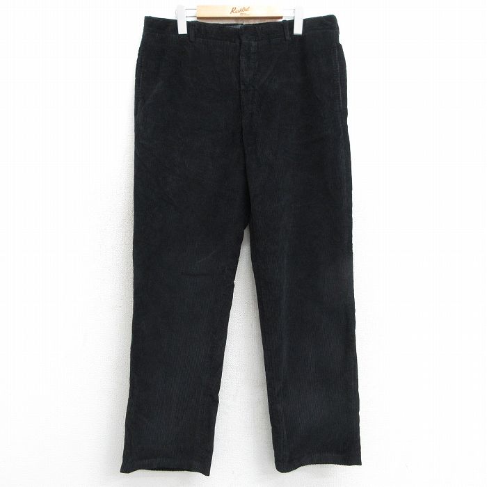 W36★古着 ラルフローレン Ralph Lauren ブランド コーデュロイ パンツ メンズ 90年代 90s 太畝 コットン イタリア製 黒 ブラック 【spe】 25feb15 中古 ボトムス ロング