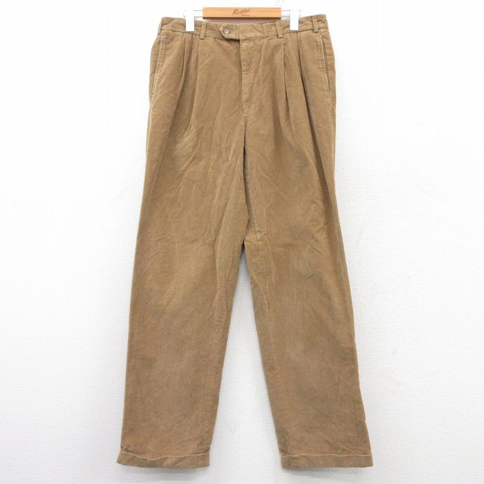 【50%OFF】W34★古着 コーデュロイ パンツ メンズ 80年代 80s タロン ベージュ カーキ 25feb22 中古 ボトムス ロング