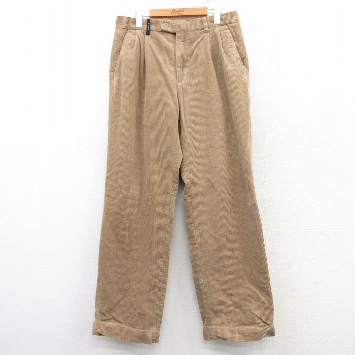 【50%OFF】W34★古着 コーデュロイ パンツ メンズ 太畝 ベージュ カーキ 25feb22 中古 ボトムス ロング
