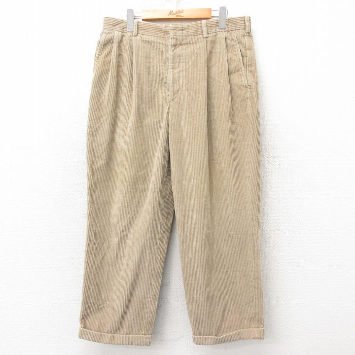 【20%OFF】W34★古着 ランズエンド コーデュロイ パンツ メンズ 90年代 90s USA製 ベージュ カーキ 【spe】 25feb25 中古 ボトムス ロング
