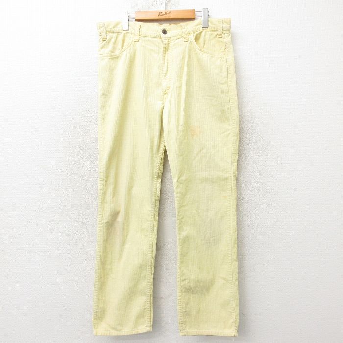 W36★古着 リーバイス Levis 519 コーデュロイ パンツ メンズ 80年代 80s タロン 薄黄 イエロー 25feb25 中古 ボトムス ロング