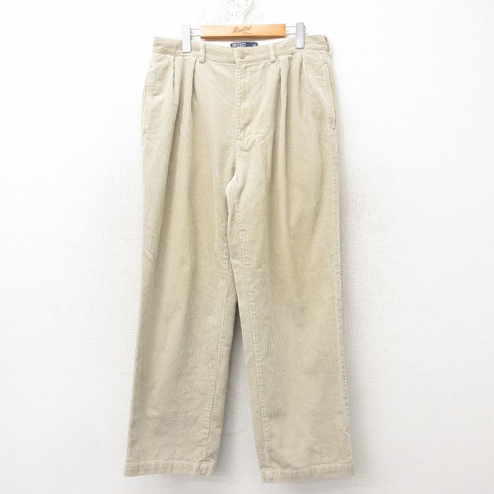 W33★古着 ラルフローレン Ralph Lauren ブランド コーデュロイ パンツ メンズ 90年代 90s ANDREW 太畝 コットン ベージュ カーキ 25feb25 中古 ボトムス ロング
