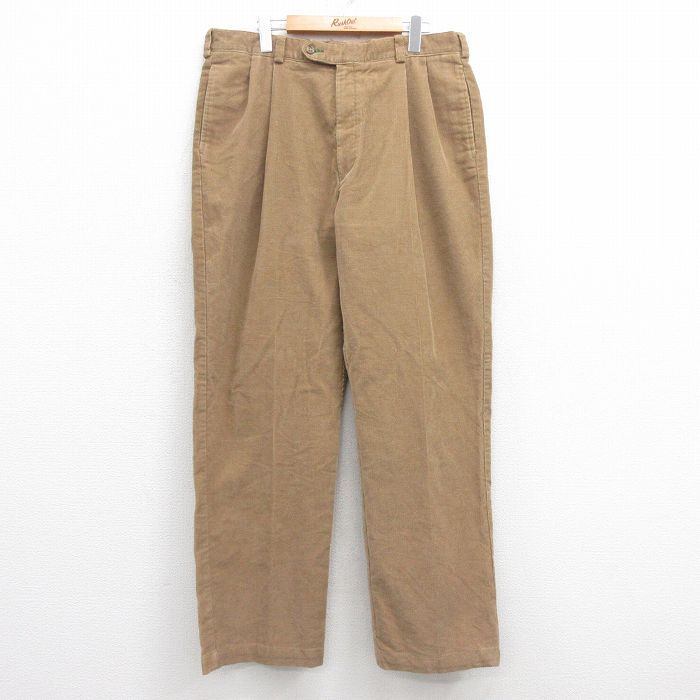 W36★古着 トミーヒルフィガー TOMMY HILFIGER ブランド コーデュロイ パンツ メンズ ワンポイントロゴ 茶 ブラウン 25feb27 中古 ボトムス ロング