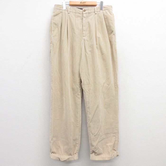 【50%OFF】W34★古着 トミーヒルフィガー TOMMY HILFIGER ブランド コーデュロイ パンツ メンズ 太畝 ベージュ カーキ 25feb27 中古 ボトムス ロング