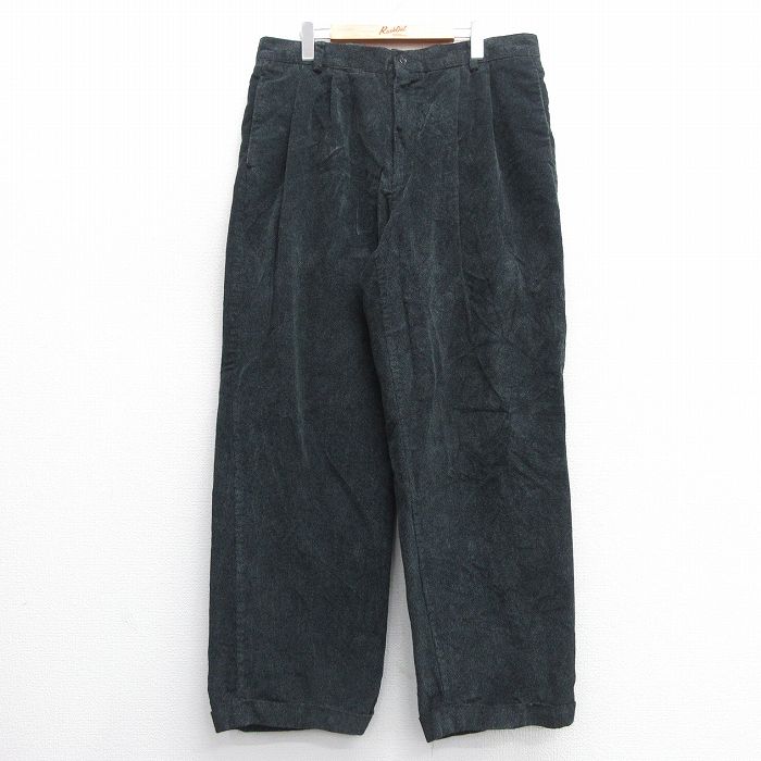 W36★古着 ドッカーズ コーデュロイ パンツ メンズ 太畝 コットン 黒 ブラック 25mar04 中古 ボトムス ロング