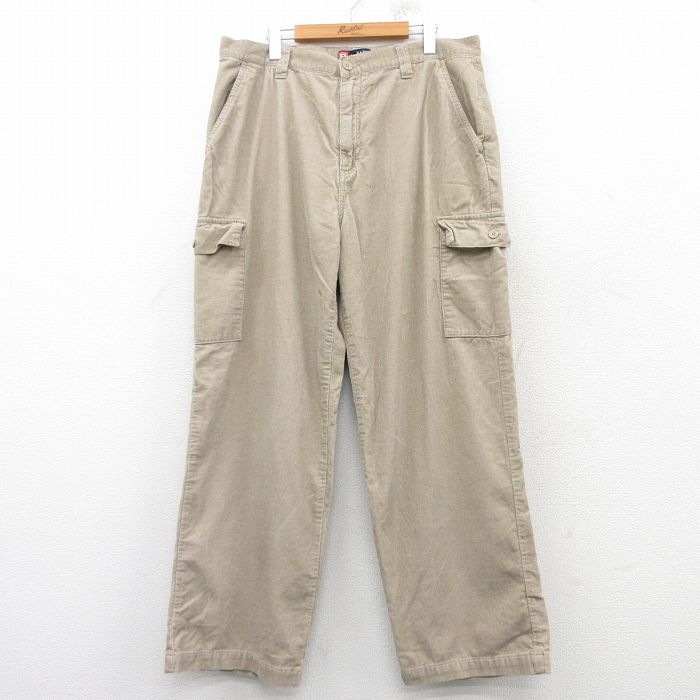 【50%OFF】W37★古着 チャップス カーゴ コーデュロイ パンツ メンズ コットン ベージュ カーキ 25mar08 中古 ボトムス ロング