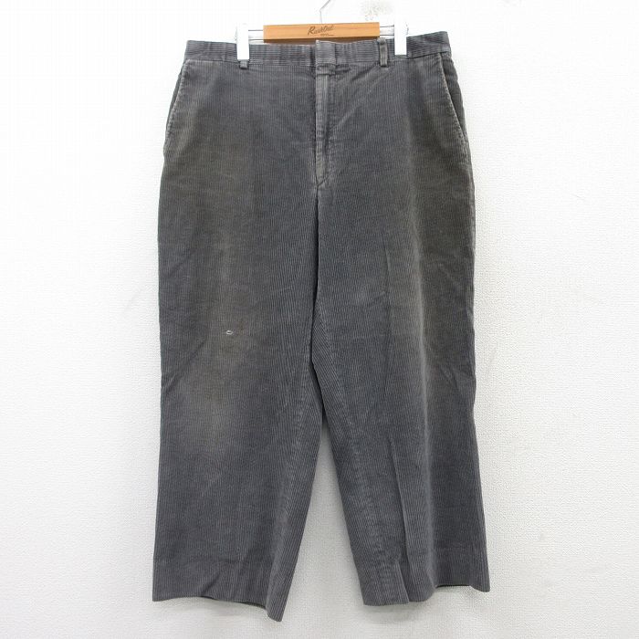 W37★古着 エルエルビーン LLBEAN コーデュロイ パンツ メンズ 80年代 80s 太畝 USA製 タロン 濃グレー 【spe】 25mar08 中古 ボトムス ロング