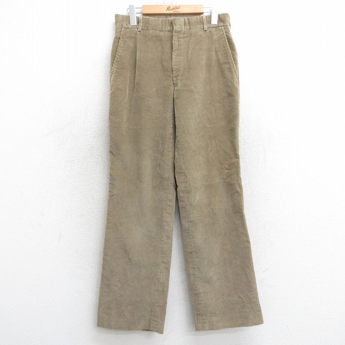 W30★古着 エルエルビーン LLBEAN コーデュロイ パンツ メンズ 80年代 80s 太畝 USA製 タロン ベージュ カーキ 【spe】 25mar25 中古 ボトムス ロング
