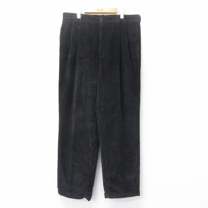 【20%OFF】W37★古着 JOSABANK コーデュロイ パンツ メンズ 太畝 コットン 黒 ブラック 25mar25 中古 ボトムス ロング