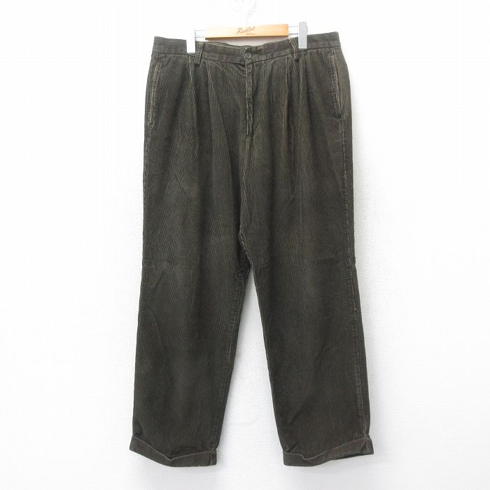 【20%OFF】W35★古着 ドッカーズ コーデュロイ パンツ メンズ 太畝 コットン 濃緑系 グリーン 25mar25 中古 ボトムス ロング