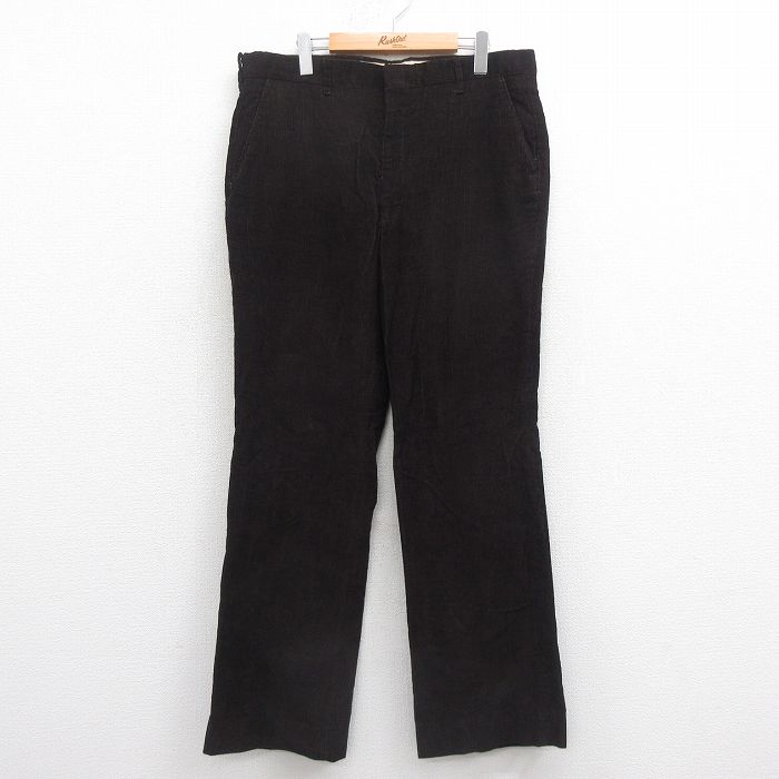 W38★古着 スラックス コーデュロイ パンツ メンズ 80年代 80s タロン こげ茶 ブラウン 25aug29 中古 ボトムス ロング
