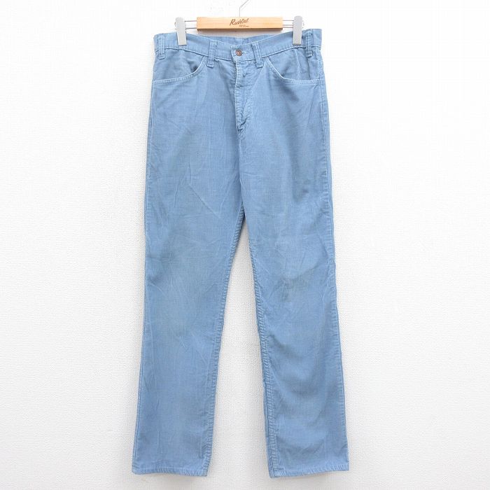 W32★古着 リーバイス Levis 519 コーデュロイ パンツ メンズ 80年代 80s タロン USA製 水色 【spe】 25aug29 中古 ボトムス ロング