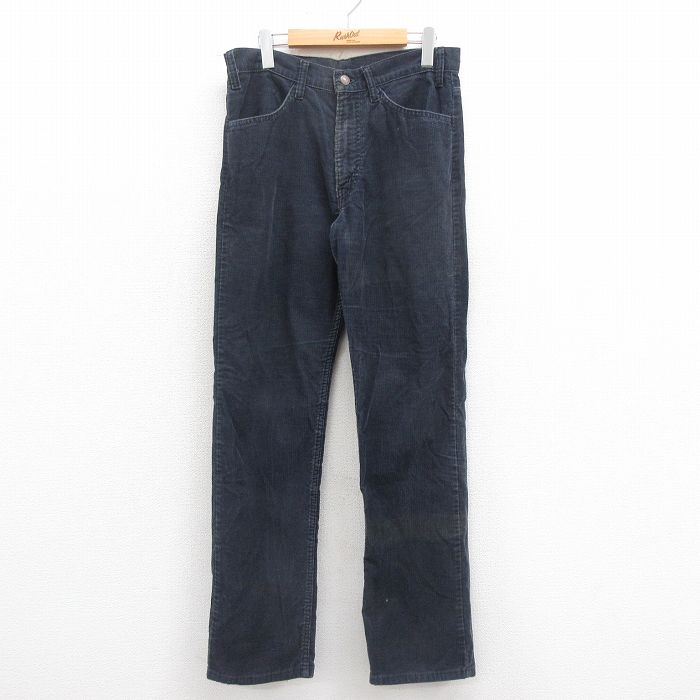 W33★古着 リーバイス Levis 519 コーデュロイ パンツ メンズ 80年代 80s USA製 タロン 紺 ネイビー 25aug29 中古 ボトムス ロング