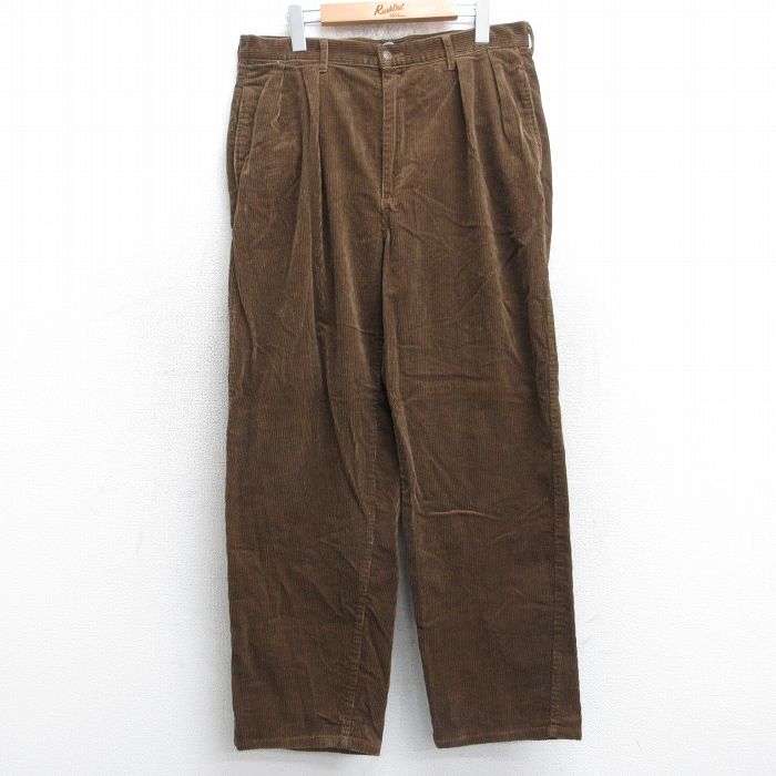 W34★古着 ラルフローレン Ralph Lauren ブランド コーデュロイ パンツ メンズ 90年代 90s 太畝 コットン USA製 タロン 茶 ブラウン 【spe】 25sep13 中古 ボトムス ロング