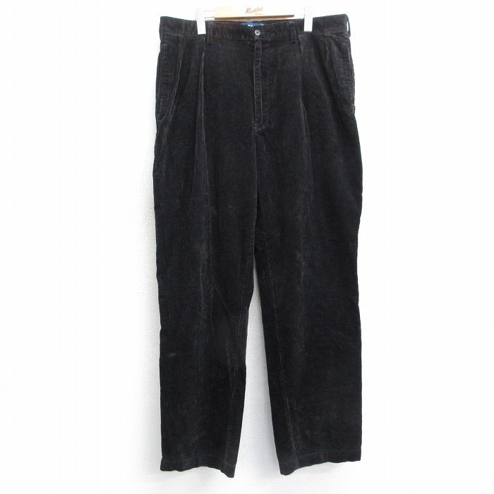 W38★古着 ラルフローレン Ralph Lauren ポロゴルフ ブランド コーデュロイ パンツ メンズ 90年代 90s 太畝 黒 ブラック 【spe】 25sep13 中古 ボトムス ロング