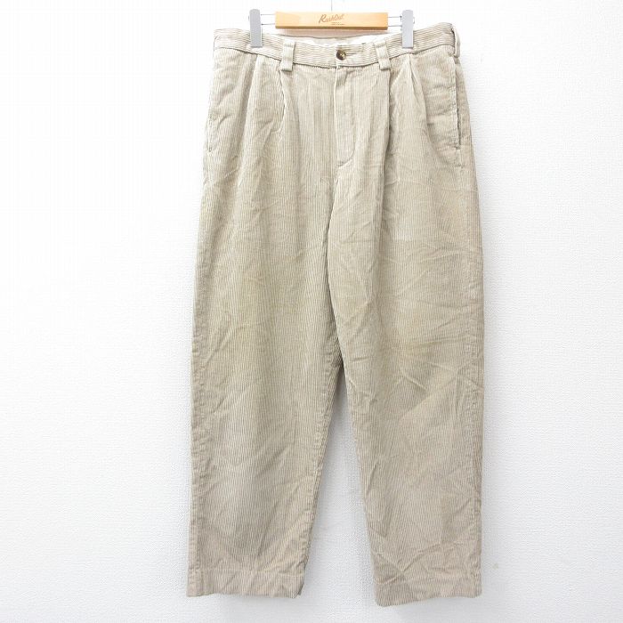 W34★古着 エルエルビーン LLBEAN コーデュロイ パンツ メンズ 00年代 00s 太畝 コットン ベージュ カーキ 25sep18 中古 ボトムス ロング
