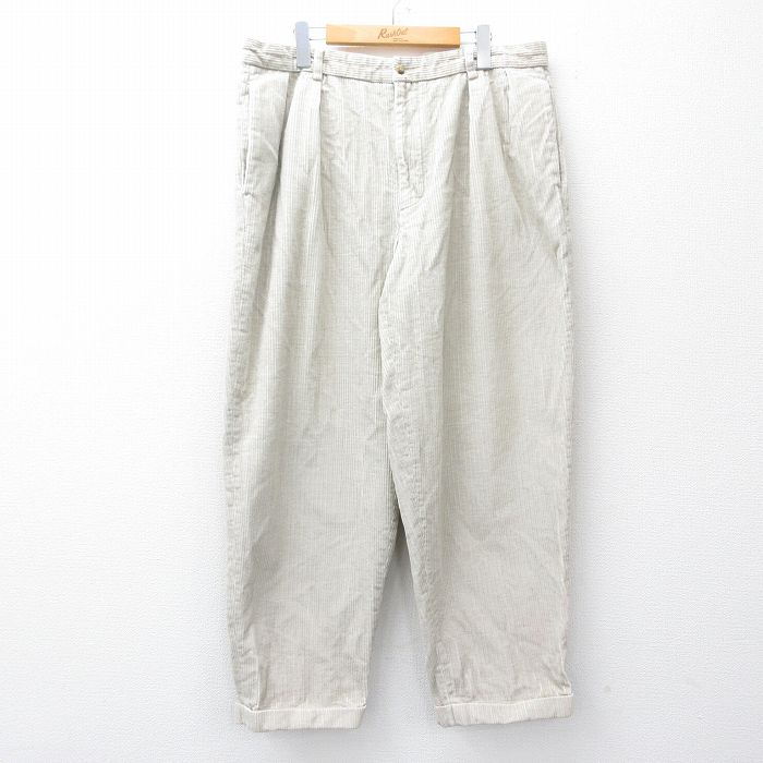 W38★古着 ノーティカ NAUTICA ブランド コーデュロイ パンツ メンズ 90年代 90s 太畝 コットン ベージュ カーキ 【spe】 25sep18 中古 ボトムス ロング