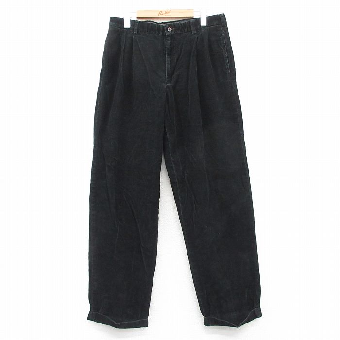 W33★古着 エディーバウアー コーデュロイ パンツ メンズ 00年代 00s コットン 黒 ブラック 【spe】 25sep18 中古 ボトムス ロング