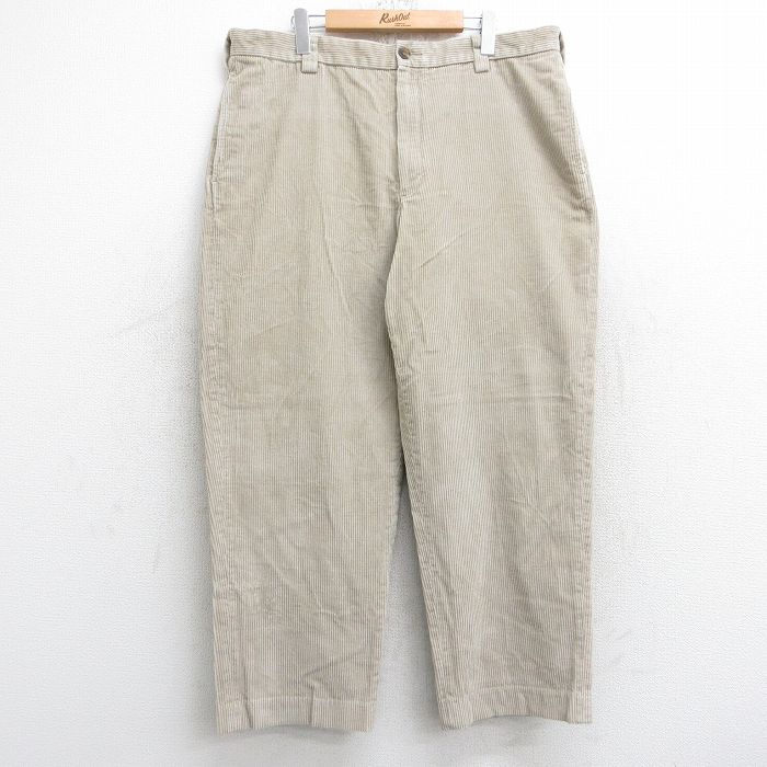 W38★古着 エルエルビーン LLBEAN コーデュロイ パンツ メンズ 00年代 00s 太畝 コットン 薄ベージュ カーキ 25sep26 中古 ボトムス ロング