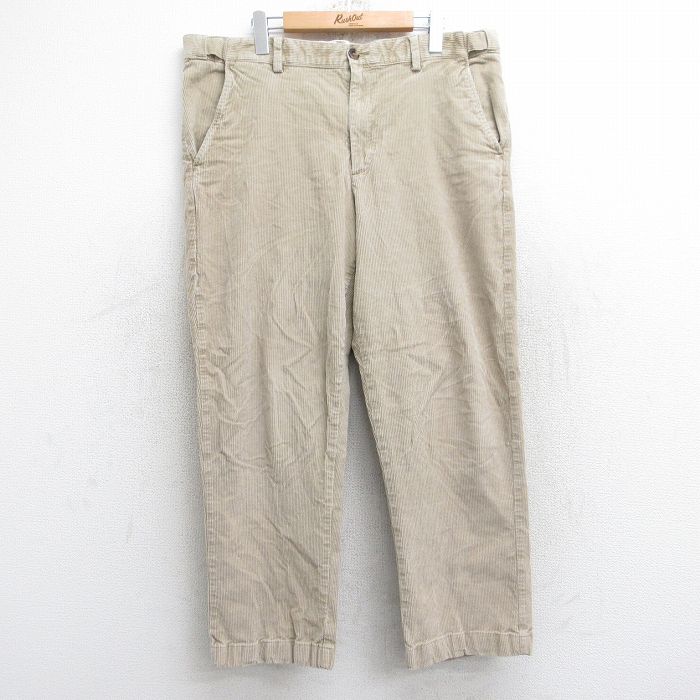 W38★古着 エルエルビーン LLBEAN コーデュロイ パンツ メンズ 00年代 00s 太畝 薄ベージュ カーキ 25sep26 中古 ボトムス ロング