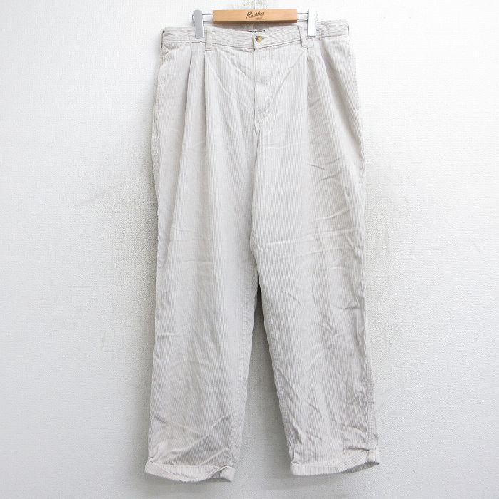 W38★古着 ラルフローレン Ralph Lauren チャップス ブランド コーデュロイ パンツ メンズ 90年代 90s 太畝 コットン 薄グレー系 【spe】 25sep26 中古 ボトムス ロング