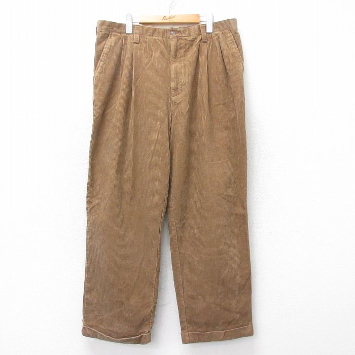 W38★古着 コーデュロイ パンツ メンズ 太畝 茶系 ブラウン 25oct03 中古 ボトムス ロング