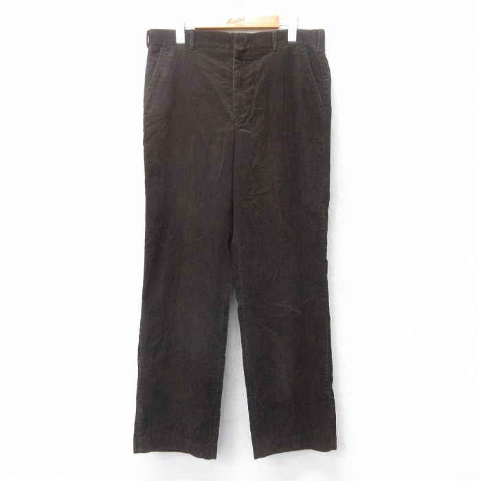 W34★古着 コーデュロイ パンツ メンズ 90年代 90s こげ茶 ブラウン 25oct03 中古 ボトムス ロング