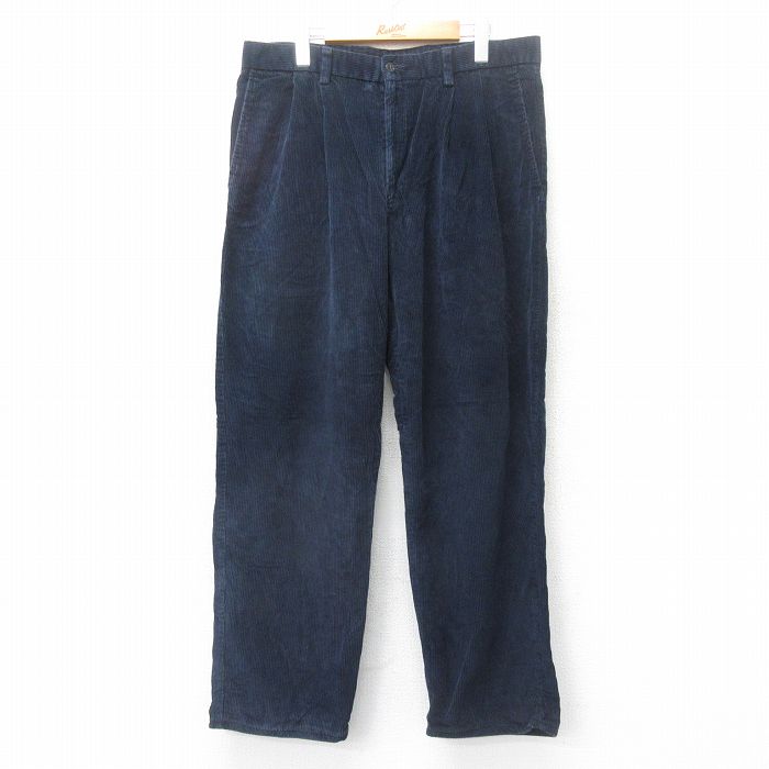 W36★古着 ドッカーズ コーデュロイ パンツ メンズ 太畝 紺 ネイビー 25oct03 中古 ボトムス ロング