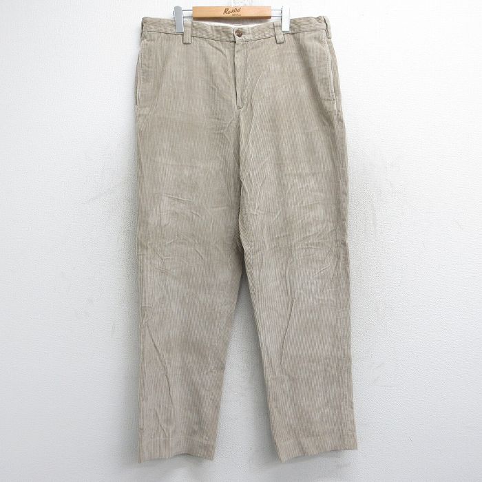 W38★古着 エルエルビーン LLBEAN コーデュロイ パンツ メンズ 00年代 00s 太畝 コットン ベージュ カーキ 25oct04 中古 ボトムス ロング