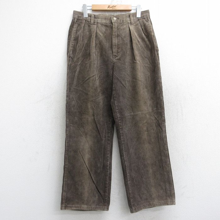 W31★古着 ラルフローレン Ralph Lauren ブランド コーデュロイ パンツ メンズ 90年代 90s USA製 タロン 茶 ブラウン 【spe】 25oct04 中古 ボトムス ロング