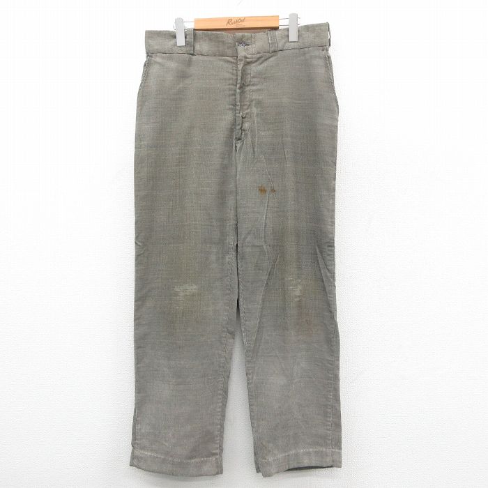 W35★古着 コーデュロイ パンツ メンズ 80年代 80s グレー系 25oct11 中古 ボトムス ロング