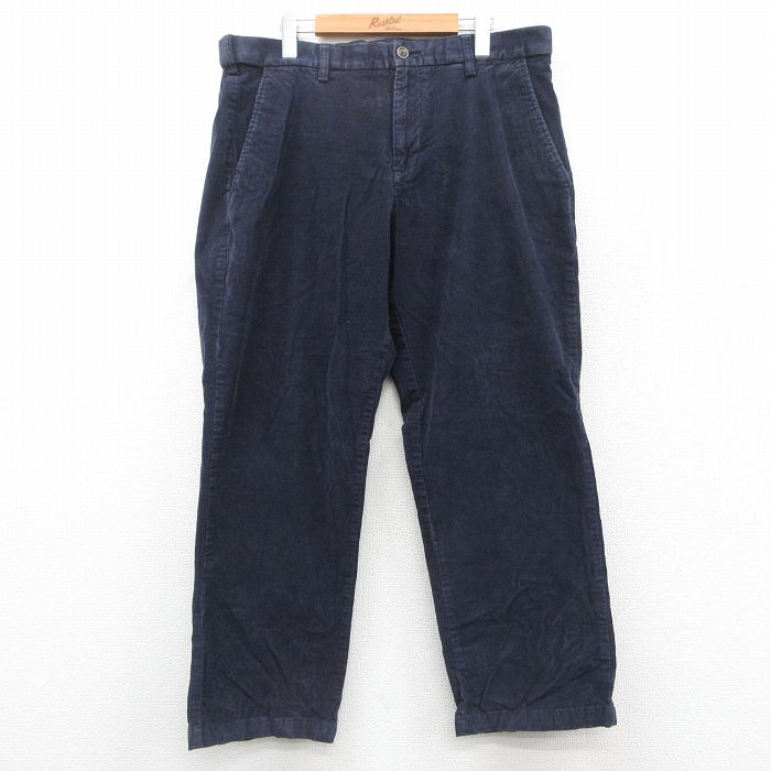 W36★古着 コーデュロイ パンツ メンズ 紺 ネイビー 25oct11 中古 ボトムス ロング