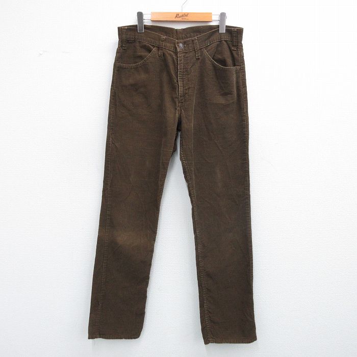 W34★古着 リーバイス Levis 519 コーデュロイ パンツ メンズ 80年代 80s タロン 濃茶 ブラウン 25oct15 中古 ボトムス ロング